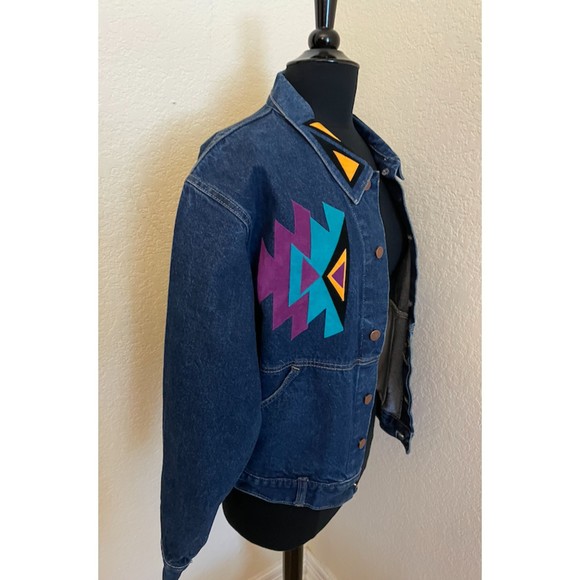 Denim and Suede Southwest Jacket - Sz S - Picture 4 of 13